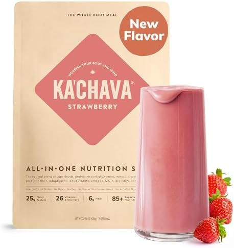Ka’Chava Whole Body Meal Shake  2 lb – Vegan Protein Powder with 85+ Superfoods & Greens – Plant-Based Meal Replacement with Probiotics & Digestive Enzymes – Gluten & Dairy Free (15 Servings)